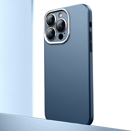 For iPhone 14 Pro Max Frosted Metal Material Phone Case with Lens Protection(Dark Blue) - iPhone 14 Pro Max Cases by buy2fix | Online Shopping UK | buy2fix