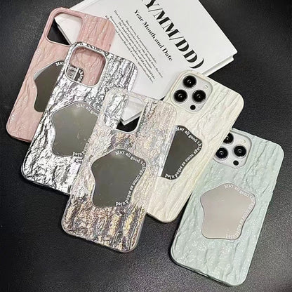 For iPhone 12 Pro Embossed Rock Texture Mirror TPU Phone Case(Pink) - iPhone 12 / 12 Pro Cases by buy2fix | Online Shopping UK | buy2fix