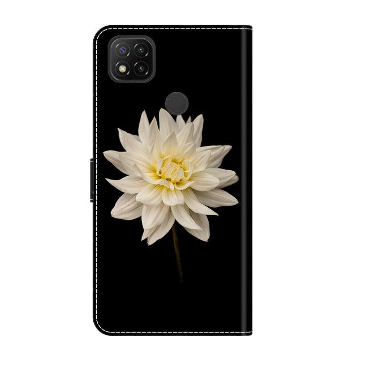 For Xiaomi Redmi 9C Crystal 3D Shockproof Protective Leather Phone Case(White Flower) - Xiaomi Cases by buy2fix | Online Shopping UK | buy2fix