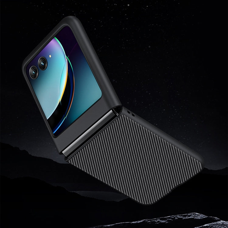 For Motorola Razr 40 Ultra Ultra-thin Carbon Fiber Texture Printing Phone Case(Black Blue) - Motorola Cases by buy2fix | Online Shopping UK | buy2fix