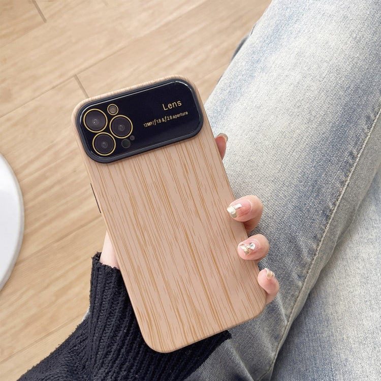 For iPhone 13 Pro Max Wood Grain TPU Phone Case with Lens Film(Khaki) - iPhone 13 Pro Max Cases by buy2fix | Online Shopping UK | buy2fix