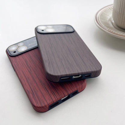 For iPhone 13 Pro Max Wood Grain TPU Phone Case with Lens Film(Grey) - iPhone 13 Pro Max Cases by buy2fix | Online Shopping UK | buy2fix