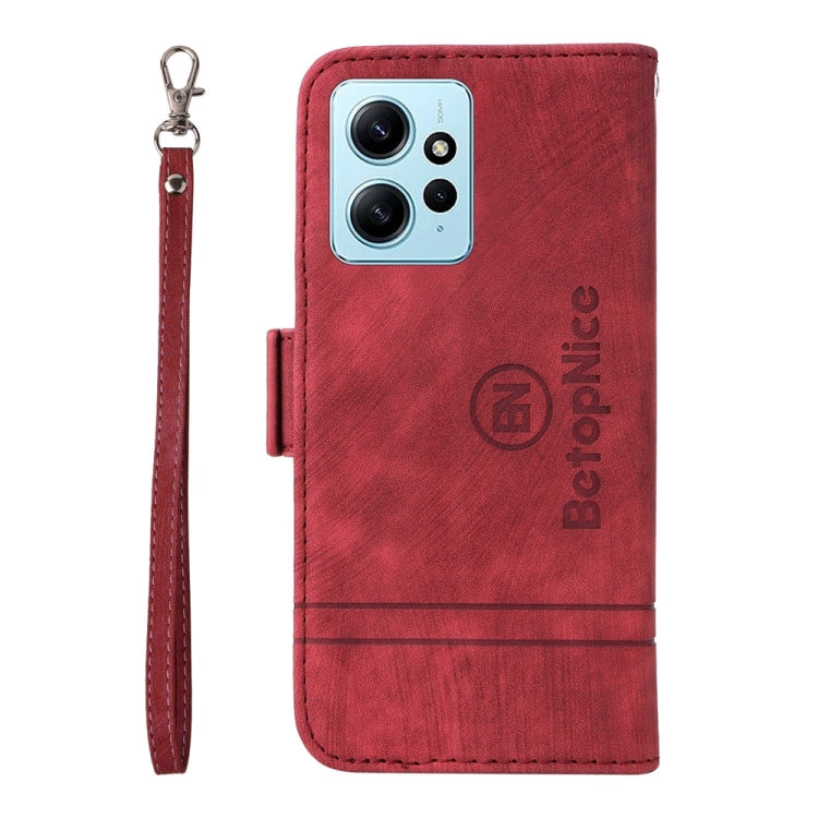 For Xiaomi Redmi Note 12 4G Global BETOPNICE Dual-side Buckle Leather Phone Case(Red) - Note 12 Cases by BETOPNICE | Online Shopping UK | buy2fix