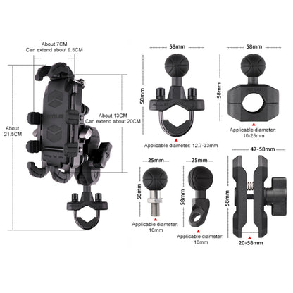 MOTOSLG Crab Motorcycle Phone Clamp Bracket L-Type Rear Mirror Mount(Black) - Holder by MOTOLSG | Online Shopping UK | buy2fix