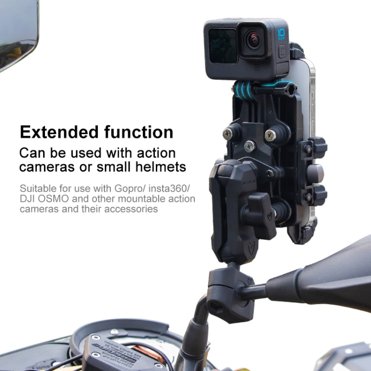 MOTOSLG Crab Motorcycle Phone Clamp Bracket M10 Ballhead Mount(Black) - Holder by MOTOLSG | Online Shopping UK | buy2fix