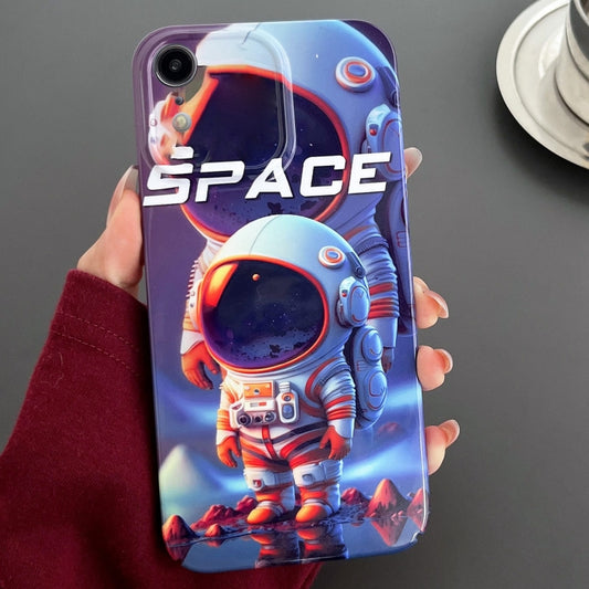 For iPhone XR Painted Pattern Precise Hole PC Phone Case(Orange White Astronaut) - More iPhone Cases by buy2fix | Online Shopping UK | buy2fix