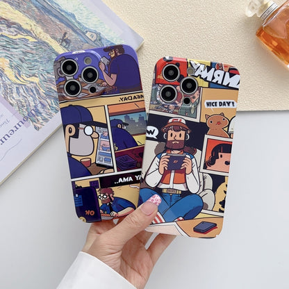 For iPhone 13 Pro Painted Pattern Precise Hole PC Phone Case(Working Uncle) - iPhone 13 Pro Cases by buy2fix | Online Shopping UK | buy2fix