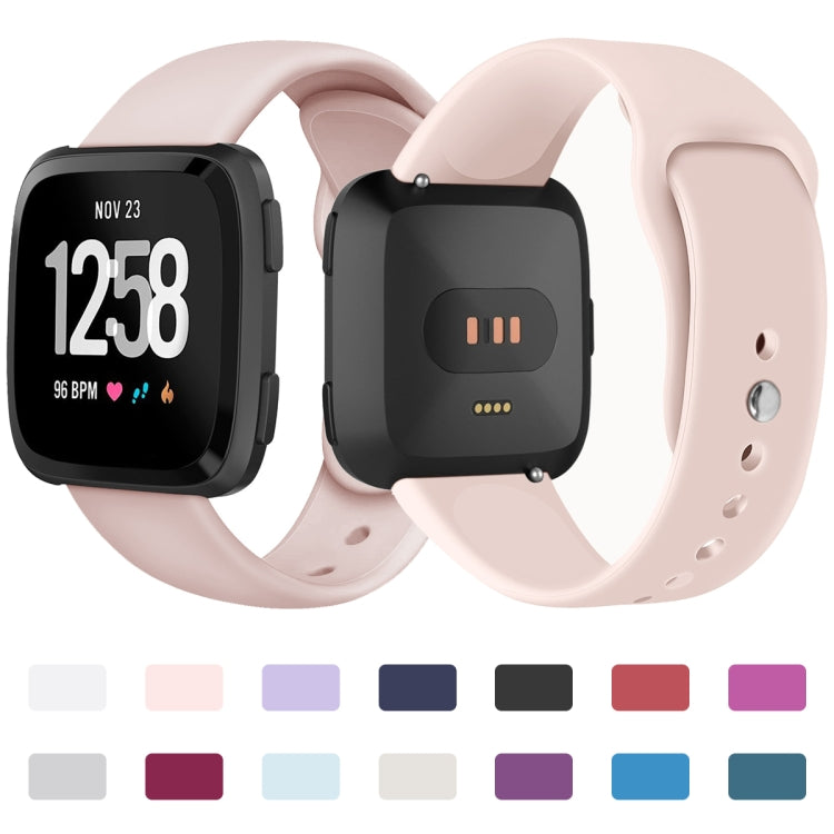 For Fitbit Versa 2 / Fitbit Versa / Fitbit Versa Lite Solid Color Silicone Watch Band, Size:S(Grey) - Smart Wear by buy2fix | Online Shopping UK | buy2fix