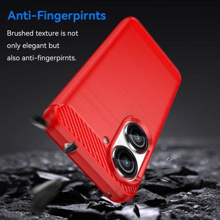 For Asus Zenfone 10 Brushed Texture Carbon Fiber TPU Case(Red) - ASUS Cases by buy2fix | Online Shopping UK | buy2fix