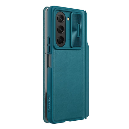 For Samsung Galaxy Z Fold5 NILLKIN QIN Series Pro Sliding Camera Cover Design Leather Phone Case(Cyan) - Galaxy Z Fold5 Cases by NILLKIN | Online Shopping UK | buy2fix