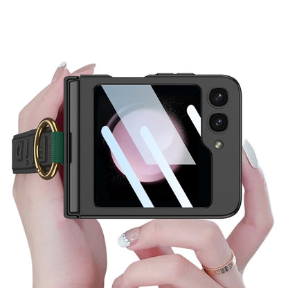 For Samsung Galaxy Z Flip5 GKK Integrated Ultrathin Shockproof Phone Case with Ring Wrist Strap(Carbon Fiber) - Galaxy Z Flip5 Cases by GKK | Online Shopping UK | buy2fix