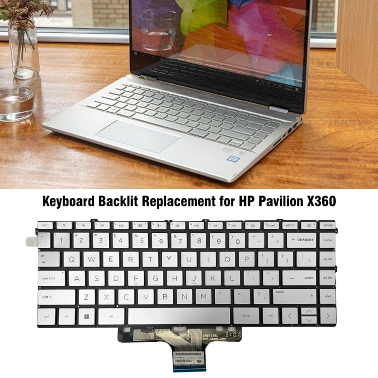 For HP Pavilion X360 14-DW US Version Laptop Backlight Keyboard(Silver) - HP Spare Parts by buy2fix | Online Shopping UK | buy2fix