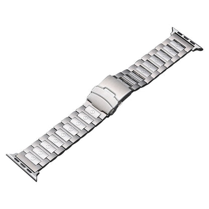 For Apple Watch Series 8 45mm Safety Buckle Titanium Steel Watch Band(Silver) - Watch Bands by buy2fix | Online Shopping UK | buy2fix