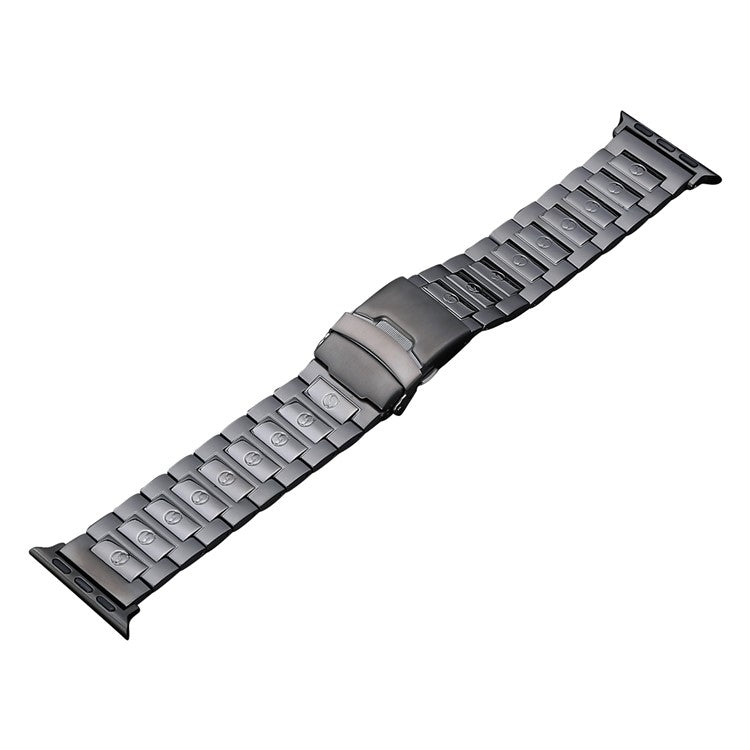 For Apple Watch SE 2023 44mm Safety Buckle Titanium Steel Watch Band(Grey) - Watch Bands by buy2fix | Online Shopping UK | buy2fix