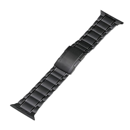 For Apple Watch Series 8 45mm Five Beads Turtle Buckle Titanium Steel Watch Band(Black) - Watch Bands by buy2fix | Online Shopping UK | buy2fix