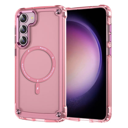 For Samsung Galaxy S22 5G Skin Feel TPU + PC MagSafe Magnetic Phone Case(Transparent Pink) - Galaxy S22 5G Cases by buy2fix | Online Shopping UK | buy2fix