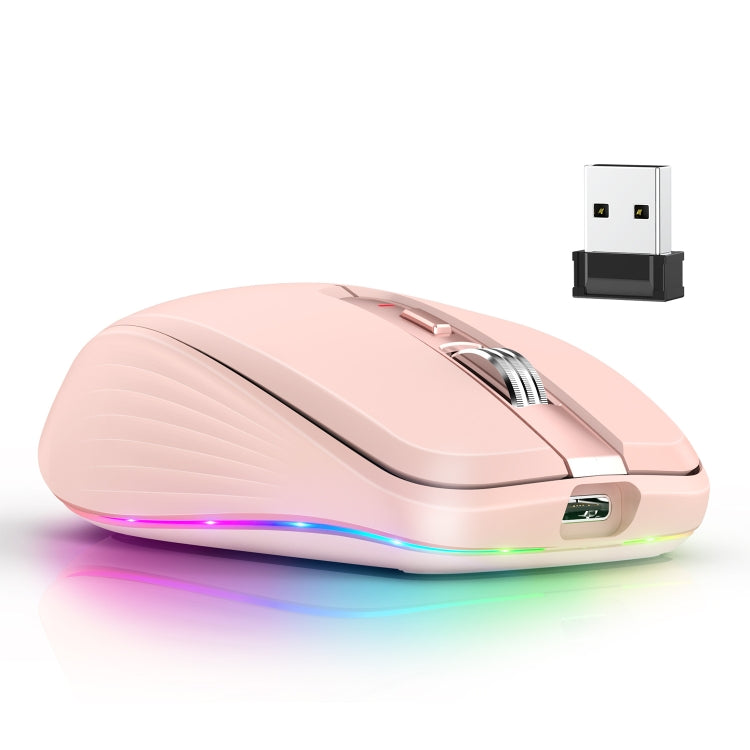 HXSJ M303 2400DPI Dual Mode 2.4GHz + Bluetooth 5.1 Wireless Mouse(Pink) - Wireless Mice by HXSJ | Online Shopping UK | buy2fix