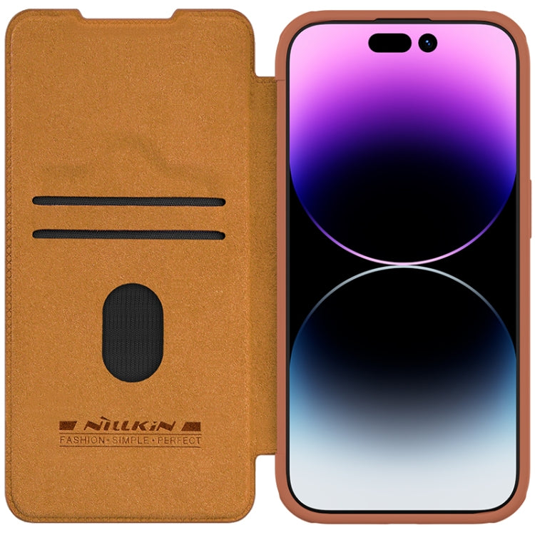 For iPhone 15 Pro NILLKIN QIN Series Pro Sliding Camera Cover Design Leather Phone Case(Brown) - iPhone 15 Pro Cases by NILLKIN | Online Shopping UK | buy2fix