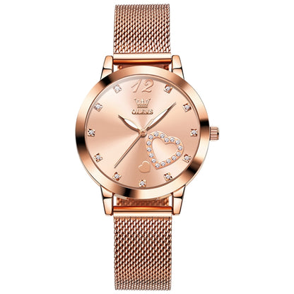 OLEVS 5189 Women Heart Shape Waterproof Quartz Watch(Rose Gold) - Metal Strap Watches by OLEVS | Online Shopping UK | buy2fix