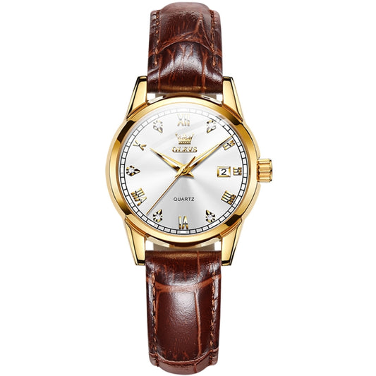 OLEVS 6896 Women Multifunctional Luminous Waterproof Quartz Watch(White) - Leather Strap Watches by OLEVS | Online Shopping UK | buy2fix