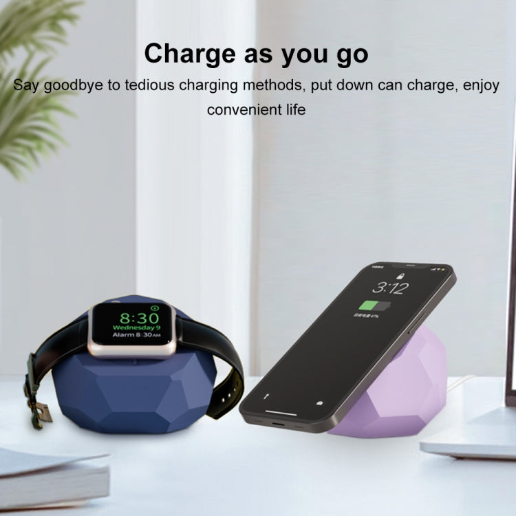 Diamond-shaped 2 in 1 Wireless Charging Silicone Base(Blue) - Charger / Holder by buy2fix | Online Shopping UK | buy2fix