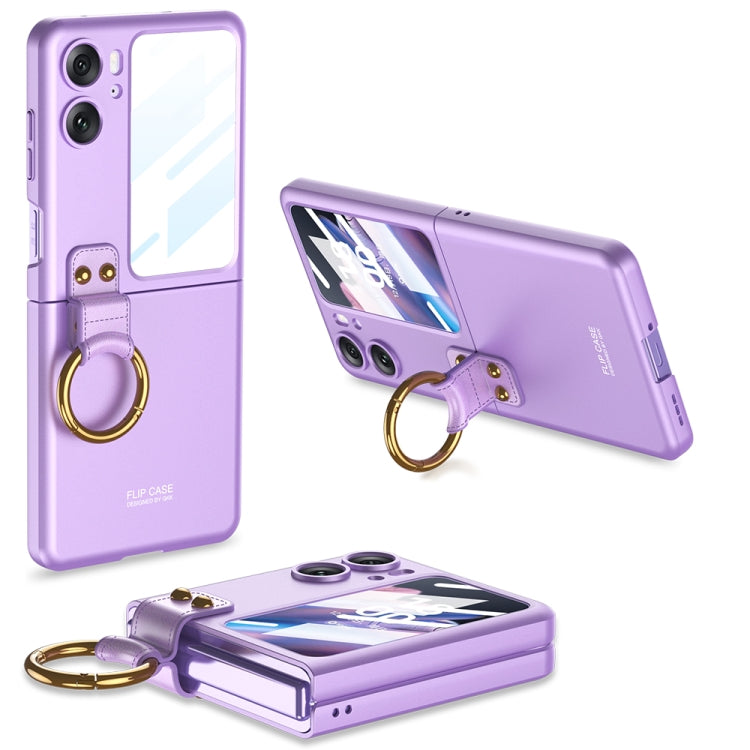 For OPPO Find N2 Flip GKK Integrated Ultra-thin Full Coverage Phone Case with Ring Holder(Purple) - OPPO Cases by GKK | Online Shopping UK | buy2fix