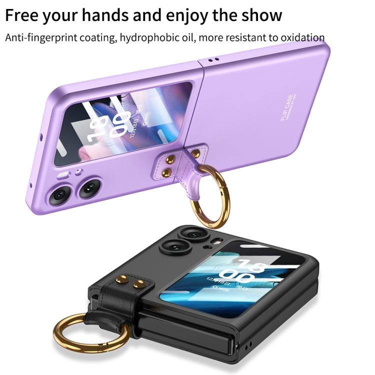 For OPPO Find N2 Flip GKK Integrated Ultra-thin Full Coverage Phone Case with Ring Holder(Purple) - OPPO Cases by GKK | Online Shopping UK | buy2fix