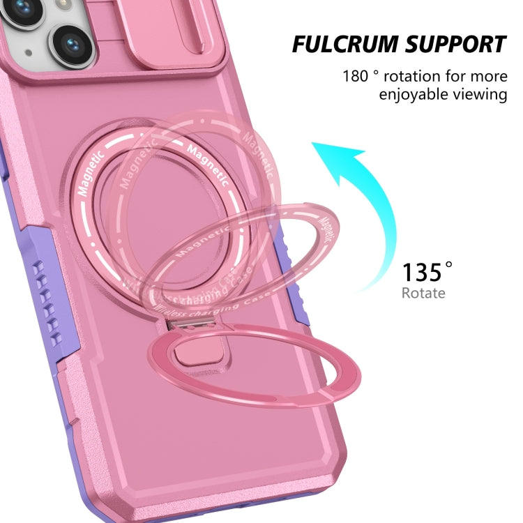 For iPhone 14 Plus Sliding Camshield Magsafe Holder TPU Hybrid PC Phone Case(Purple Pink) - iPhone 14 Plus Cases by buy2fix | Online Shopping UK | buy2fix