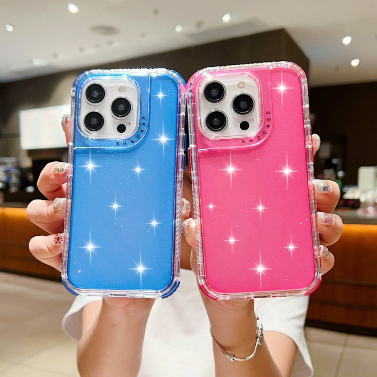 For iPhone 15 Pro Max Glitter Powder 3-in-1 TPU + PC Phone Case(Blue) - iPhone 15 Pro Max Cases by buy2fix | Online Shopping UK | buy2fix