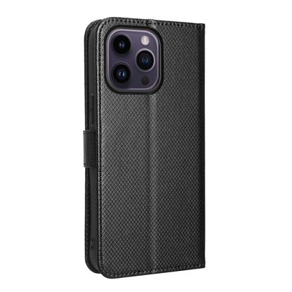 For iPhone 15 Pro Max Diamond Texture Leather Phone Case(Black) - iPhone 15 Pro Max Cases by buy2fix | Online Shopping UK | buy2fix