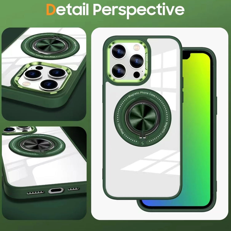 For iPhone 15 Pro Max Magnetic Rotating Ring Holder Acrylic Phone Case(Green) - iPhone 15 Pro Max Cases by buy2fix | Online Shopping UK | buy2fix