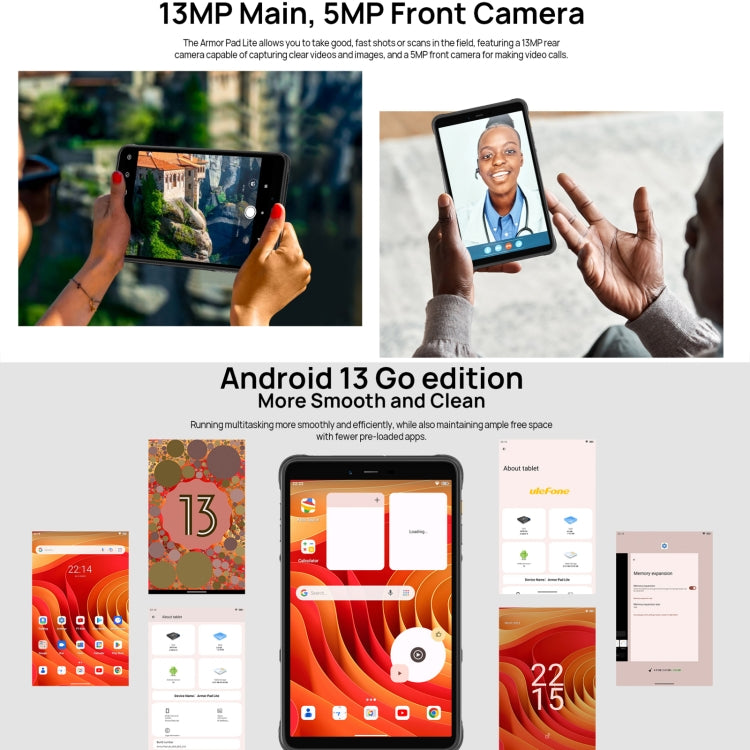 Ulefone Armor Pad Lite Rugged Tablet PC, 3GB+32GB, 8.0 inch Android 13 MediaTek MT8766 Quad Core(Black) - Other by Ulefone | Online Shopping UK | buy2fix