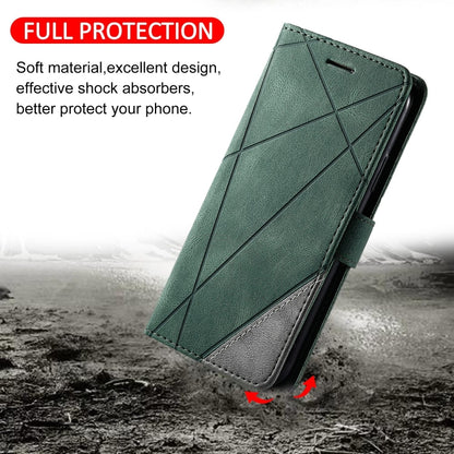 For iPhone 15 Pro Max Skin Feel Splicing Leather Phone Case(Green) - iPhone 15 Pro Max Cases by buy2fix | Online Shopping UK | buy2fix