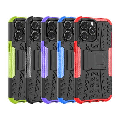 For  iPhone 15 Pro Max Tire Texture TPU + PC Phone Case with Holder(Black) - iPhone 15 Pro Max Cases by buy2fix | Online Shopping UK | buy2fix