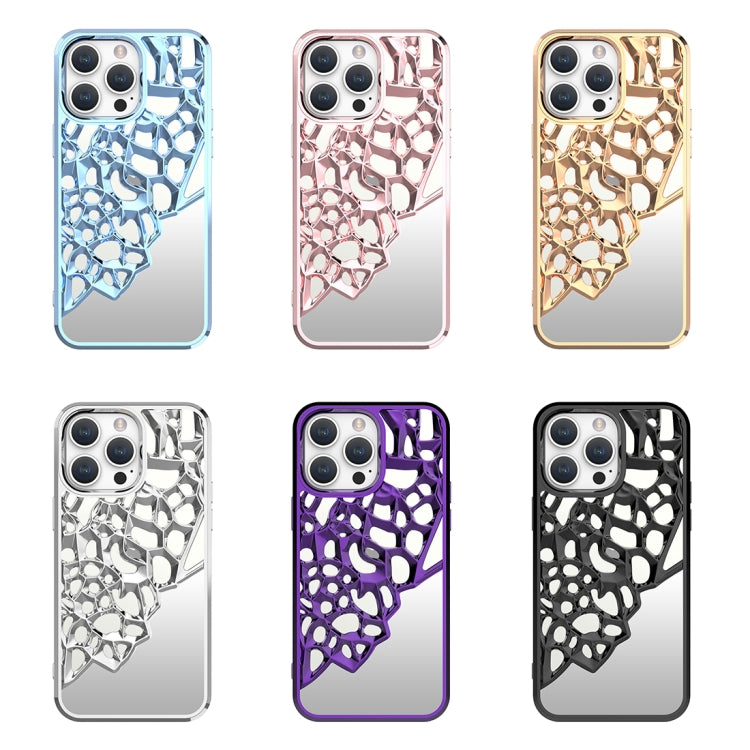 For iPhone 15 Pro Max Mirror Style Hollow Heat Dissipation Electroplated  TPU Phone Case(Silver) - iPhone 15 Pro Max Cases by buy2fix | Online Shopping UK | buy2fix