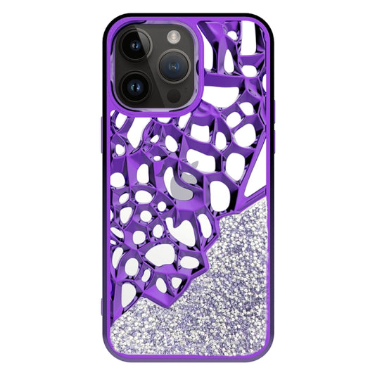 For iPhone 15 Pro Max Diamond Style Hollow Heat Dissipation Electroplated  TPU Phone Case(Purple) - iPhone 15 Pro Max Cases by buy2fix | Online Shopping UK | buy2fix