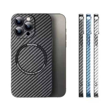 For iPhone 13 Pro Max MagSafe Magnetic PC Carbon Fiber Phone Case with Lens Film(Blue) - iPhone 13 Pro Max Cases by buy2fix | Online Shopping UK | buy2fix