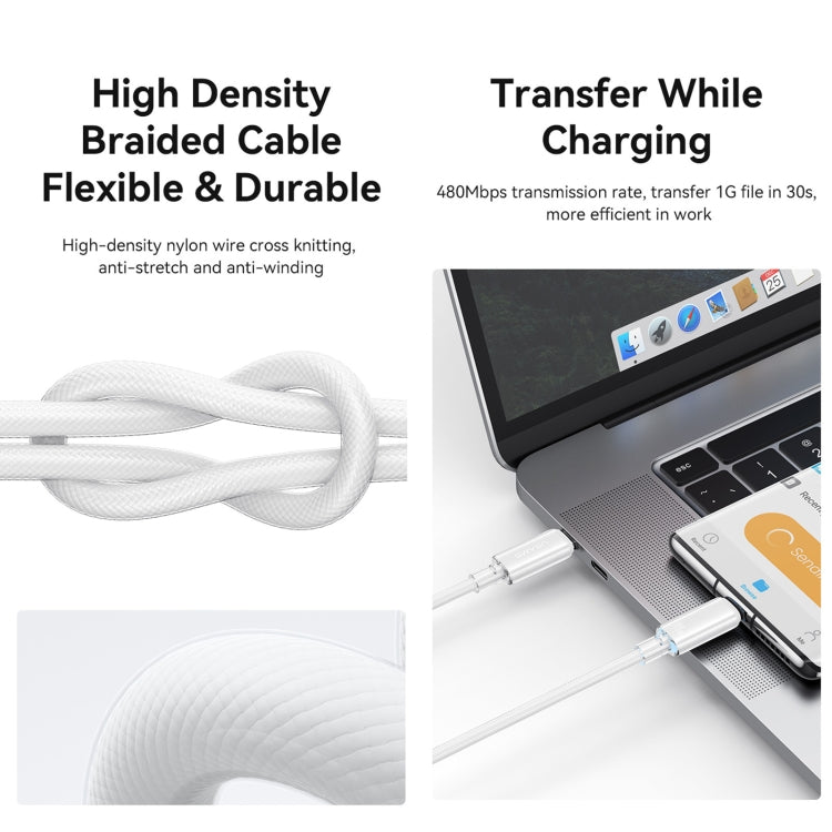 USAMS Type-C To Type-C Aluminum Alloy Clear LED 100W Fast Charge Data Cable, Length:1.2m(Blue) - USB-C & Type-C Cable by USAMS | Online Shopping UK | buy2fix