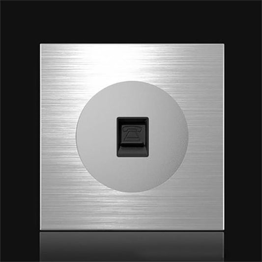 86mm Gray Aluminum Wire Drawing LED Switch Panel, Style:Telephone Socket - Consumer Electronics by buy2fix | Online Shopping UK | buy2fix