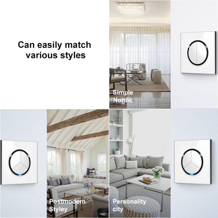 86mm Round LED Tempered Glass Switch Panel, White Round Glass, Style:Computer Socket - Consumer Electronics by buy2fix | Online Shopping UK | buy2fix
