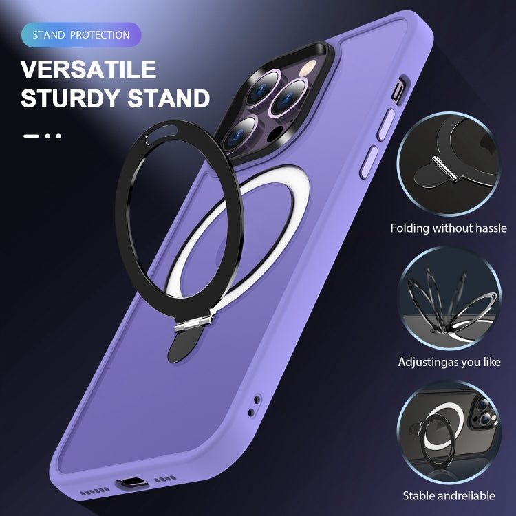 For iPhone 12 Pro Max MagSafe Holder Skin-feel PC Hybrid TPU Phone Case(Purple) - iPhone 12 Pro Max Cases by buy2fix | Online Shopping UK | buy2fix