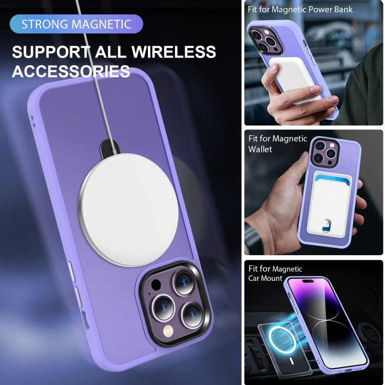 For iPhone 12 Pro Max MagSafe Holder Skin-feel PC Hybrid TPU Phone Case(Purple) - iPhone 12 Pro Max Cases by buy2fix | Online Shopping UK | buy2fix