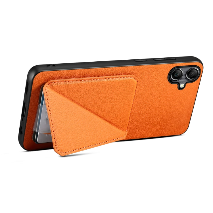 For Samsung Galaxy S24 5G Denior Imitation Calf Leather Back Phone Case with Holder(Orange) - Galaxy S24 5G Cases by Denior | Online Shopping UK | buy2fix