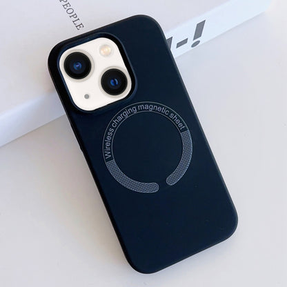 For iPhone 14 Plus MagSafe Magnetic Liquid Silicone Phone Case(Dark Blue) - iPhone 14 Plus Cases by buy2fix | Online Shopping UK | buy2fix