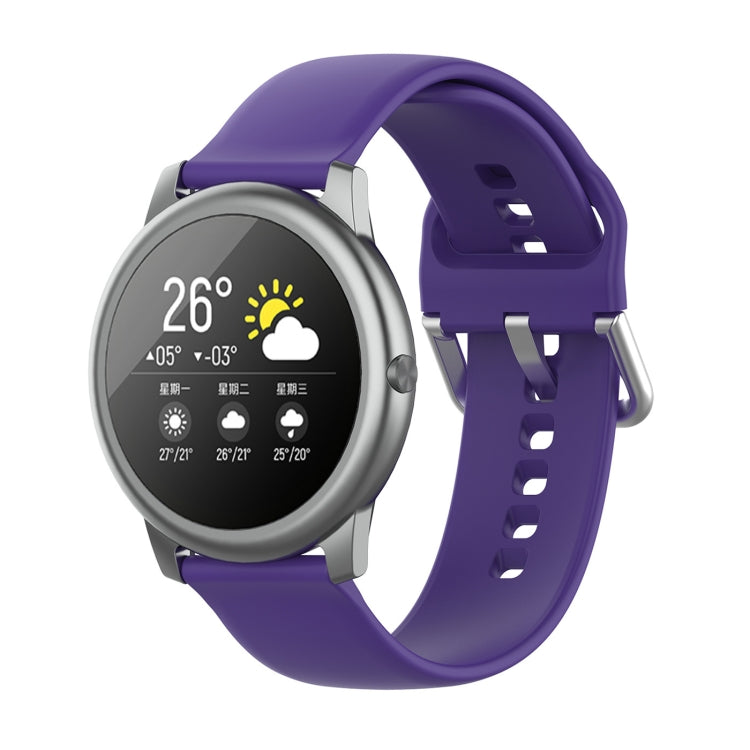 For Xiaomi Haylou Solar LS05 Silicone Solid Color Silver Buckle Watch Band, Size: 22mm(Purple) - Smart Wear by buy2fix | Online Shopping UK | buy2fix