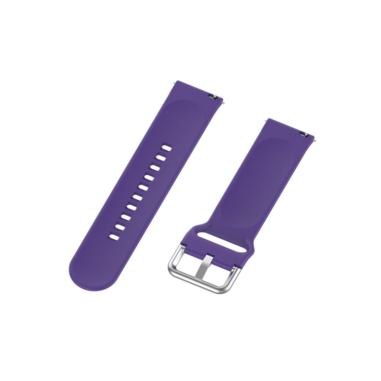 For Xiaomi Haylou Solar LS05 Silicone Solid Color Silver Buckle Watch Band, Size: 22mm(Purple) - Smart Wear by buy2fix | Online Shopping UK | buy2fix