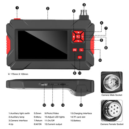 P30 8mm 1080P IP68 Waterproof 4.3 inch Screen Dual Camera Digital Endoscope, Length:5m Snake Tube(Black) - Consumer Electronics by buy2fix | Online Shopping UK | buy2fix