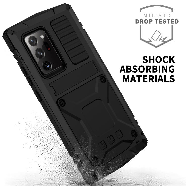 For Samsung Galaxy Note 20 Ultra R-JUST Shockproof Waterproof Dust-proof Metal + Silicone Protective Case with Holder(Black) - Samsung Accessories by R-JUST | Online Shopping UK | buy2fix