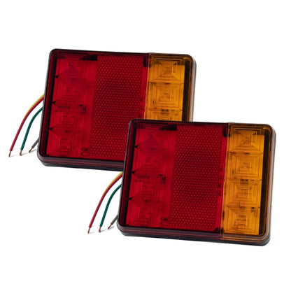 2 PCS Trailer / Truck D-type Square Shape 8LEDs Tail Light with License Plate Light Set - License Plate Lights by buy2fix | Online Shopping UK | buy2fix