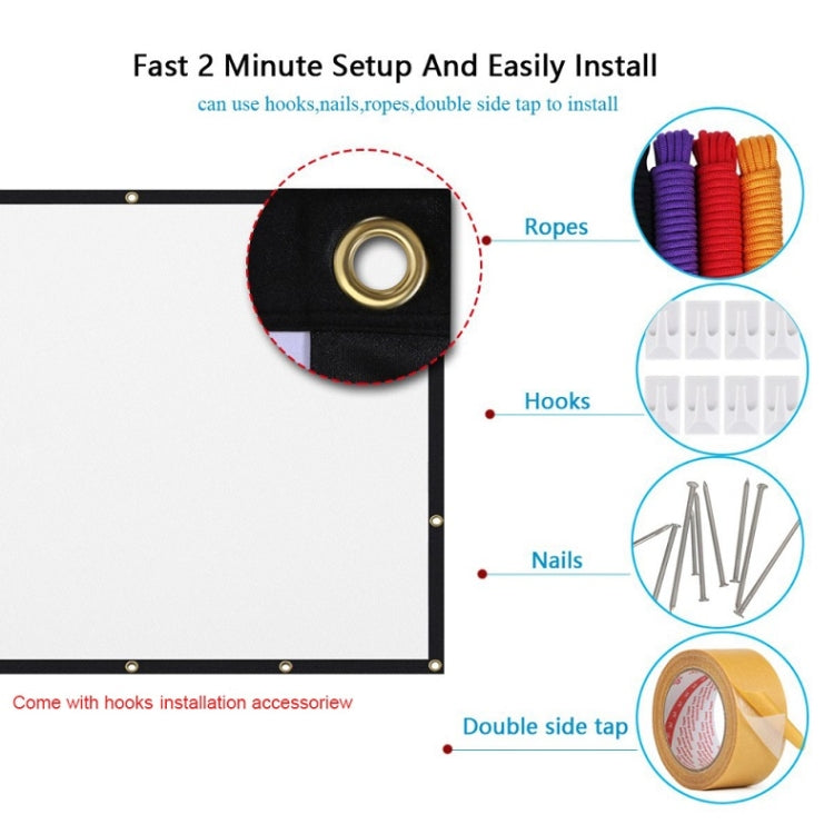 Simple Folding Thin Polyester Projector Film Curtain, Size:60 inch (16:9) Projection Area: 132x75cm - Consumer Electronics by buy2fix | Online Shopping UK | buy2fix